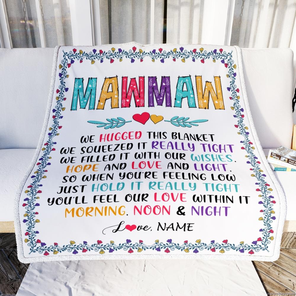 Personalized MawMaw Blanket From Grandkids We Hugged This Blanket MawMaw Birthday Mothers Day Christmas Customized Fleece Blanket-Blanket-
