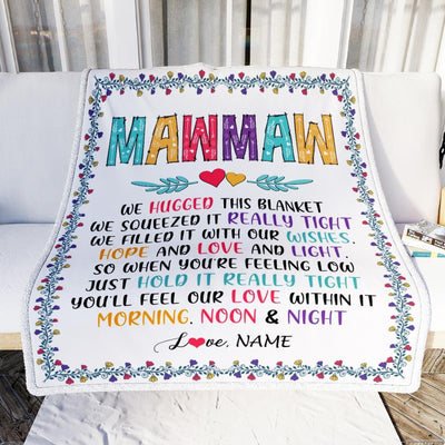 Personalized MawMaw Blanket From Grandkids We Hugged This Blanket MawMaw Birthday Mothers Day Christmas Customized Fleece Blanket-Blanket-