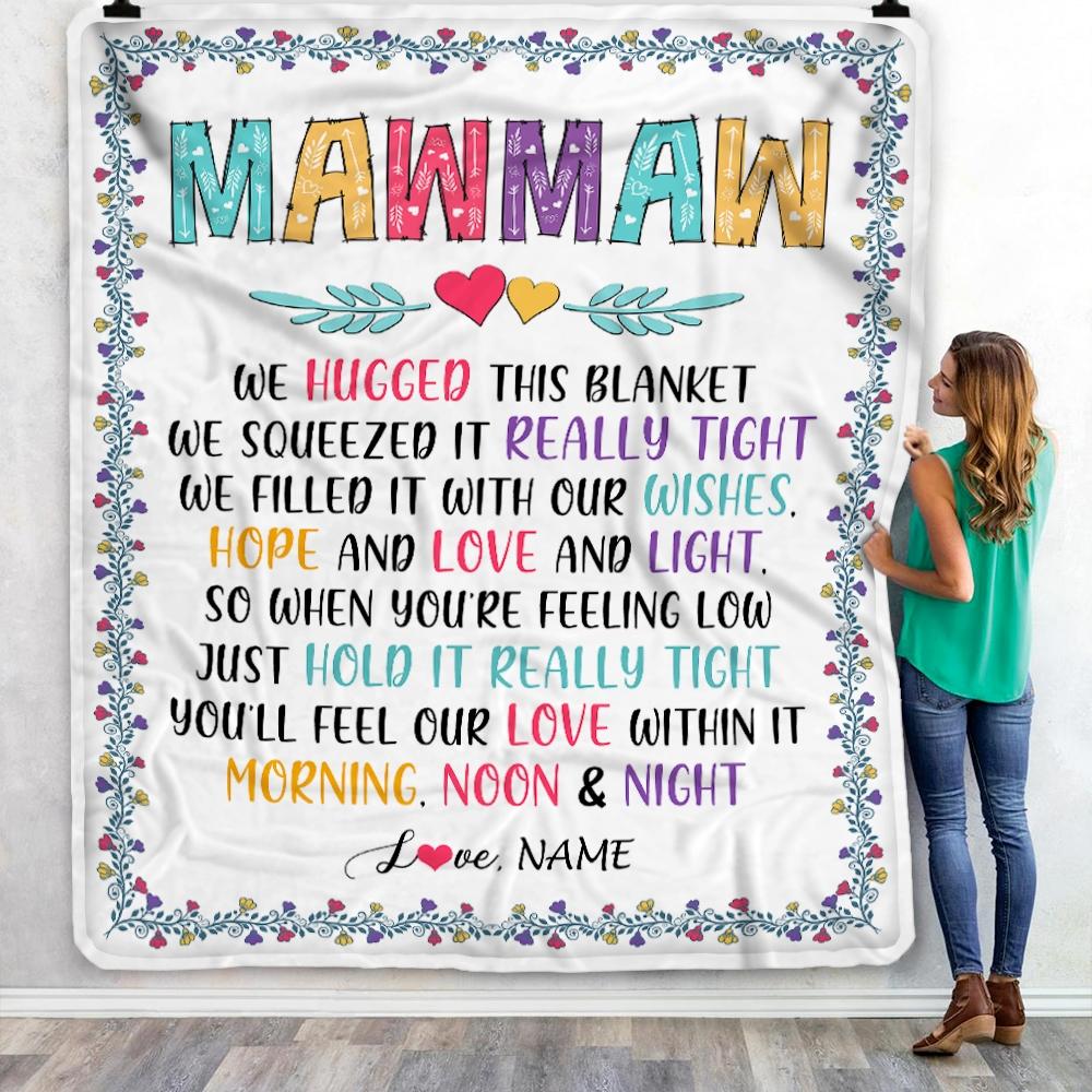 Personalized MawMaw Blanket From Grandkids We Hugged This Blanket MawMaw Birthday Mothers Day Christmas Customized Fleece Blanket-Blanket-