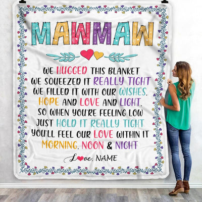 Personalized MawMaw Blanket From Grandkids We Hugged This Blanket MawMaw Birthday Mothers Day Christmas Customized Fleece Blanket-Blanket-