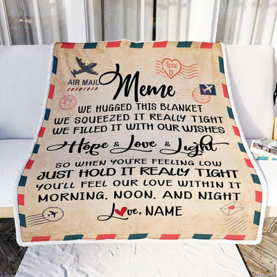 Personalized Meme Blanket From Grandkids We Hugged This Blanket Mail Letter meme Birthday Mothers Day Christmas Customized Fleece Blanket-Blanket-