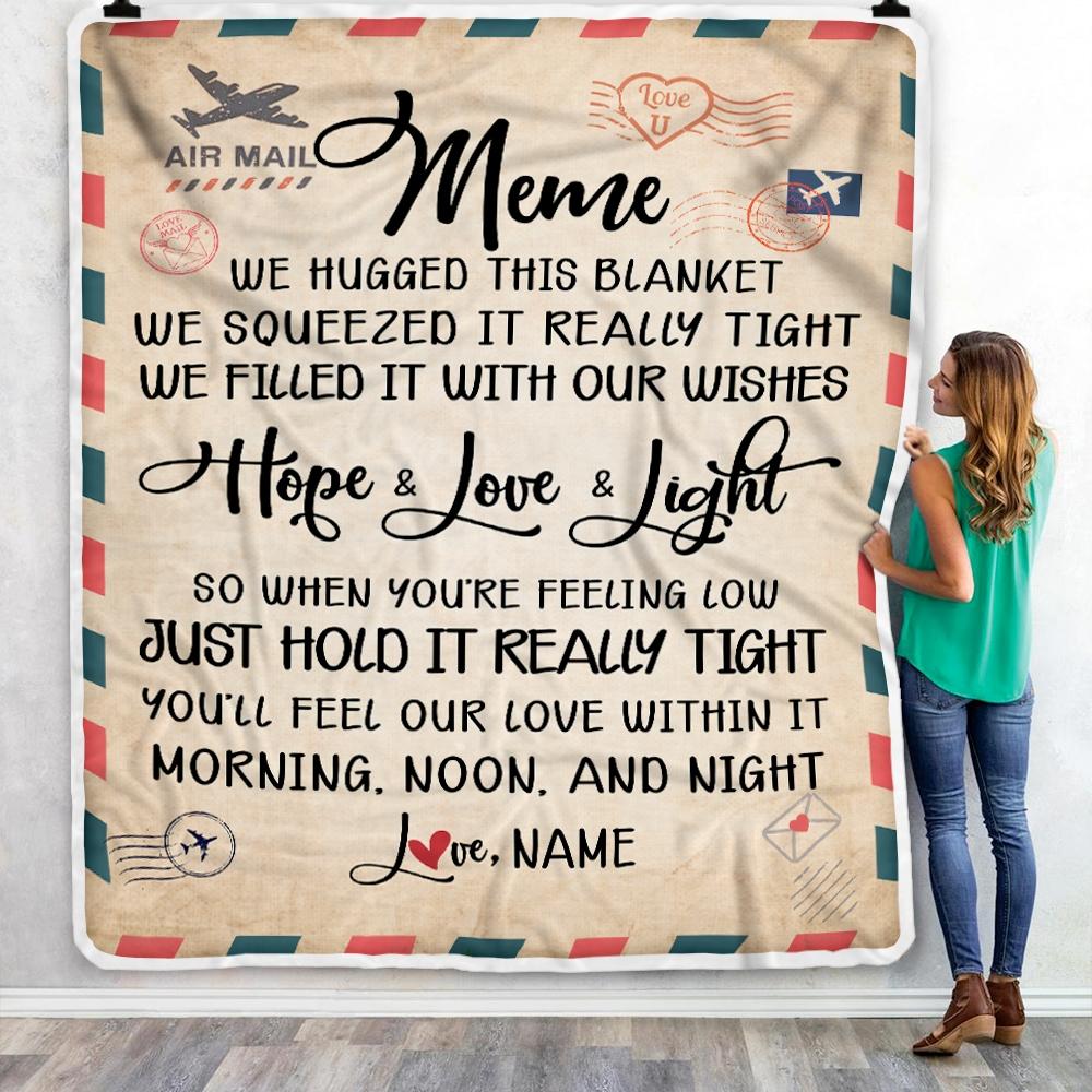 Personalized Meme Blanket From Grandkids We Hugged This Blanket Mail Letter meme Birthday Mothers Day Christmas Customized Fleece Blanket-Blanket-