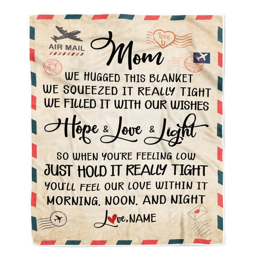 Personalized Mom Blanket From Daughter Son We Hugged This Blanket Mail Letter Mom Birthday Mothers Day Christmas Gift Customized Fleece Blanket-Blanket-Fleece Blanket-30 x 40 Inches - Baby Size