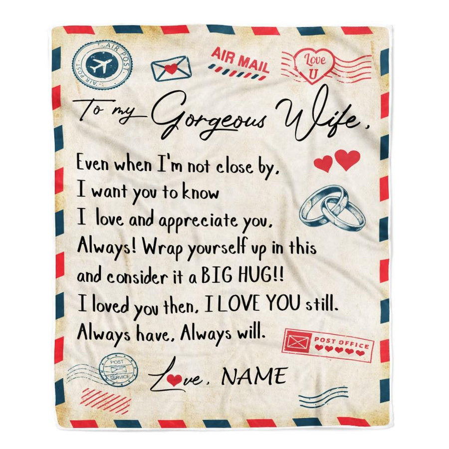 Personalized My Gorgeous Wife Blanket from Husband Letter Air Mail Wedding Anniversary Birthday Christmas Gifts Customized Fleece Blanket-Blanket-Fleece Blanket-30 x 40 Inches - Baby Size