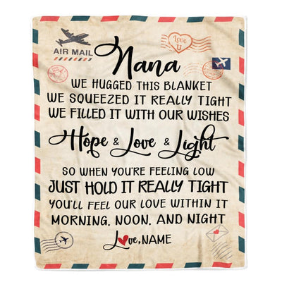 Personalized Nana Blanket From Grandkids We Hugged This Blanket Mail Letter Nana Birthday Mothers Day Christmas Gift Customized Fleece Blanket-Blanket-Fleece Blanket-30 x 40 Inches - Baby Size