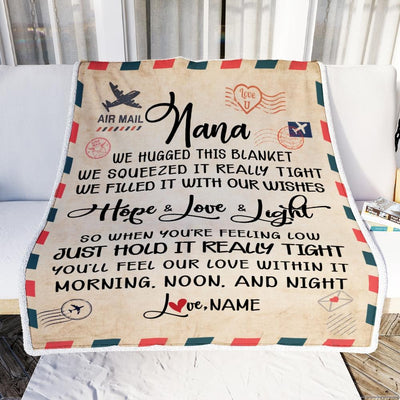 Personalized Nana Blanket From Grandkids We Hugged This Blanket Mail Letter Nana Birthday Mothers Day Christmas Gift Customized Fleece Blanket-Blanket-