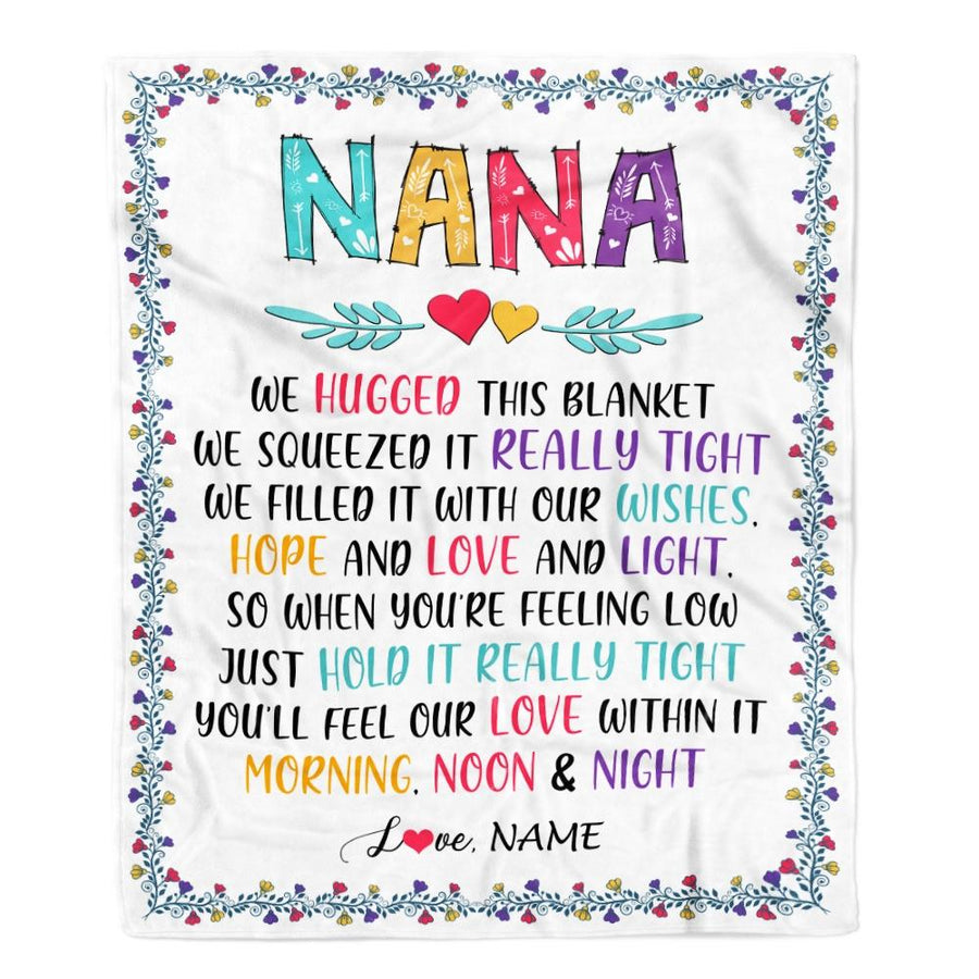 Personalized Nana Blanket From Grandkids We Hugged This Blanket Nana Birthday Mothers Day Christmas Customized Gifts Fleece Blanket-Blanket-Fleece Blanket-30 x 40 Inches - Baby Size