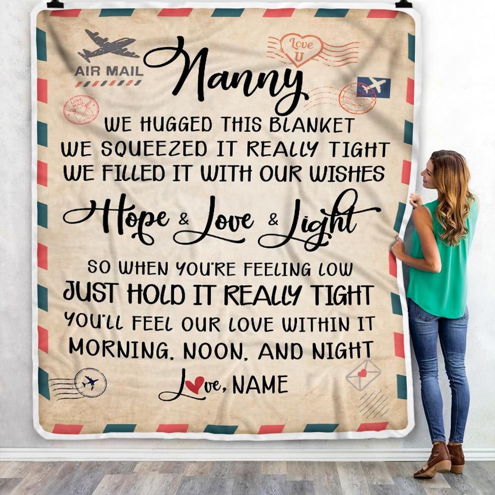 Personalized Nanny Blanket From Kids We Hugged This Blanket Mail Letter Nanny Birthday Mothers Day Christmas Customized Fleece Blanket-Blanket-