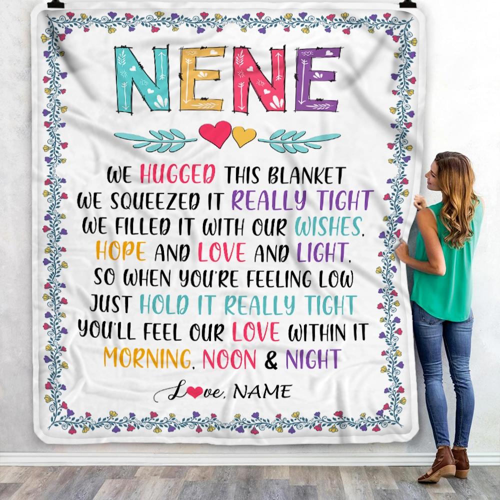 Personalized Nene Blanket From Grandkids We Hugged This Blanket Nene Birthday Mothers Day Christmas Customized Fleece Blanket-Blanket-