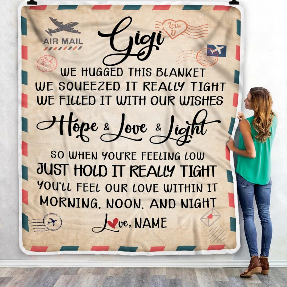 Personalized Nonna Blanket From Grandkids We Hugged This Blanket Mail Letter Nonna Birthday Mothers Day Christmas Customized Fleece Blanket-Blanket-