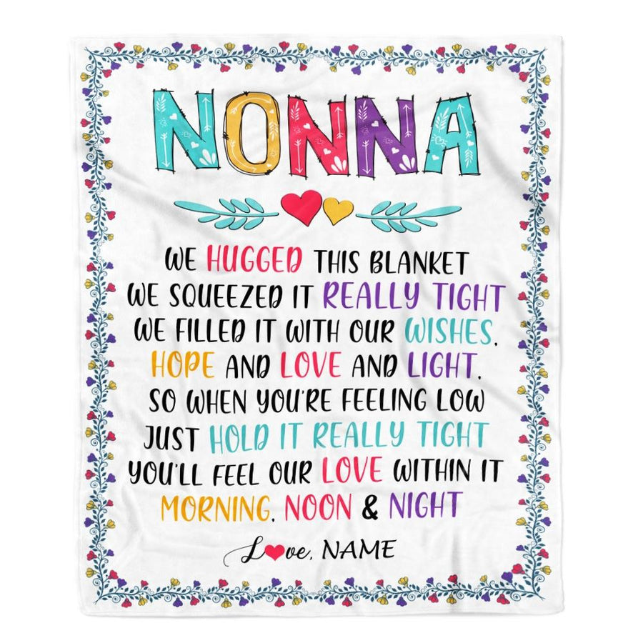 Personalized Nonna Blanket From Grandkids We Hugged This Blanket Nonna Birthday Mothers Day Christmas Customized Fleece Blanket-Blanket-Fleece Blanket-30 x 40 Inches - Baby Size