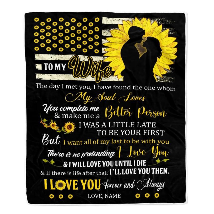 Personalized Sunflower to My Wife Blanket from Husband I Will Love You Until I die Wife Gift Customized For Birthday Christmas Fleece Blanket-Blanket-Fleece Blanket-30 x 40 Inches - Baby Size
