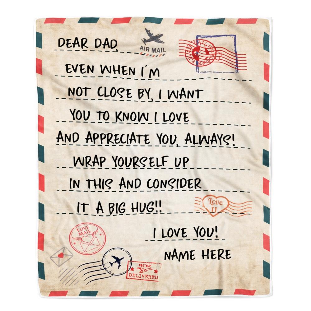 Personalized To Dad Blanket From Daughter Son I Love You Mail Letter for Keep Health Dad Birthday Fathers Day Christmas Gift Customized Fleece Blanket-Blanket-Fleece Blanket-30 x 40 Inches - Baby Size
