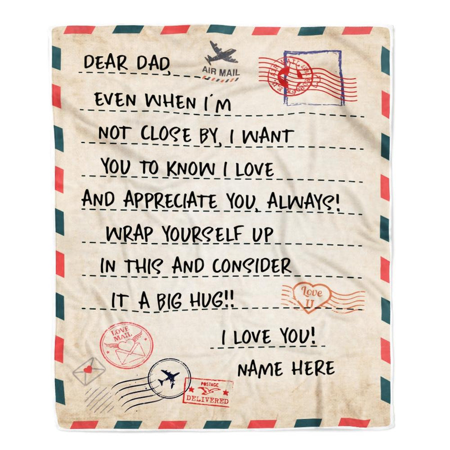 Personalized To Dad Blanket From Daughter Son I Love You Mail Letter for Keep Health Dad Birthday Fathers Day Christmas Gift Customized Fleece Blanket-Blanket-Fleece Blanket-30 x 40 Inches - Baby Size