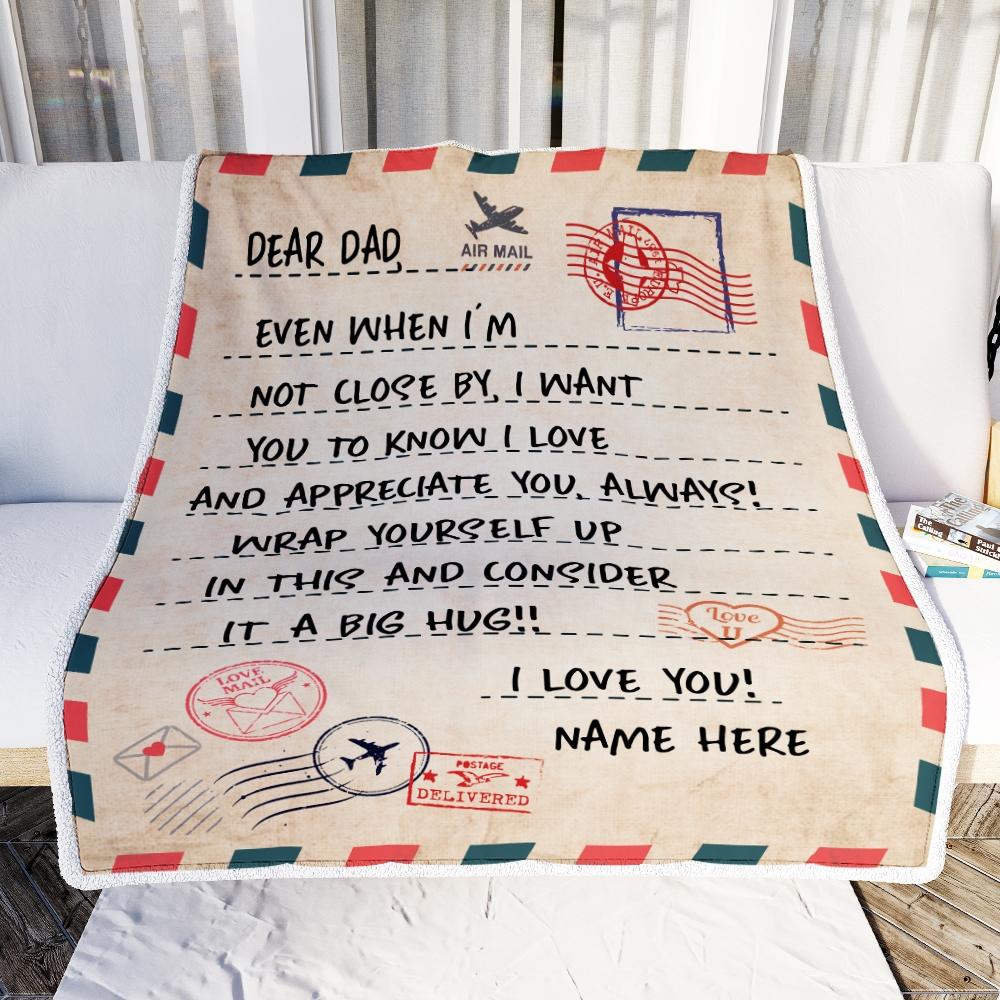 Personalized To Dad Blanket From Daughter Son I Love You Mail Letter for Keep Health Dad Birthday Fathers Day Christmas Gift Customized Fleece Blanket-Blanket-