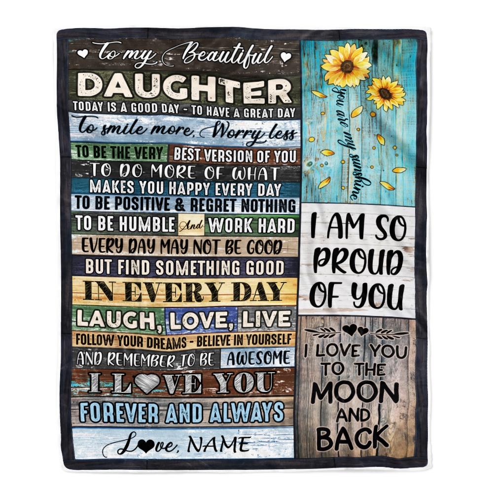 Personalized To My Beautiful Daughter Blanket from Mom Dad Today Is A Good Day To Have A Great Day Wood Birthday Christmas Customized Fleece Blanket-Blanket-Fleece Blanket-30 x 40 Inches - Baby Size