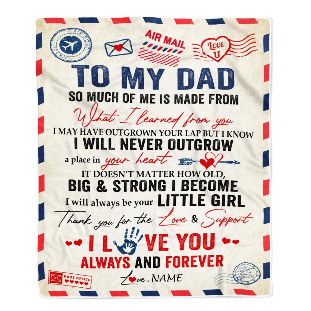 Personalized To My Dad Blanket From Daughter Air Mail Letter Mail I Love You Always Forever Dad Father's Day Birthday Christmas Customized Fleece Blanket-Blanket-Fleece Blanket-30 x 40 Inches - Baby Size