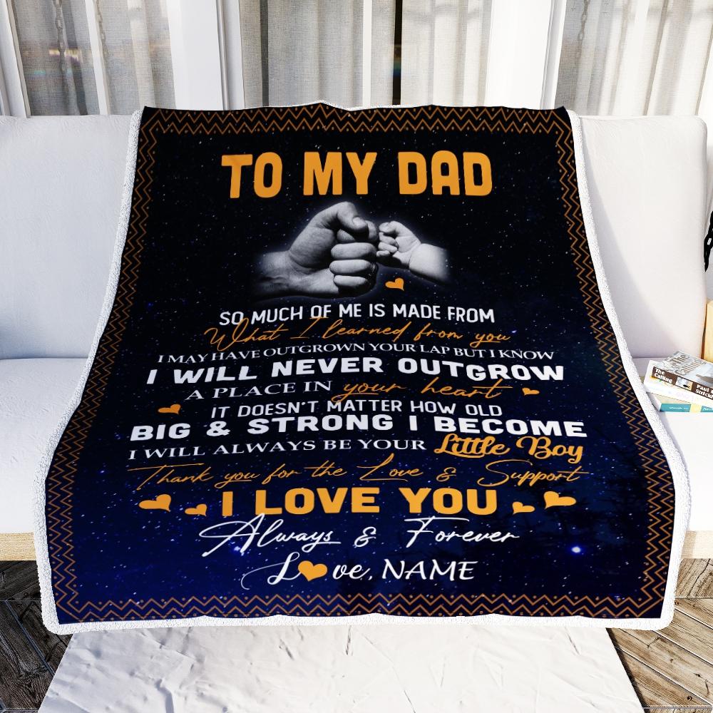 Personalized To My Dad Blanket From Daughter Girl Thank You For The Love Support I Love You Dad Father's Day Birthday Christmas Customized Fleece Blanket-Blanket-