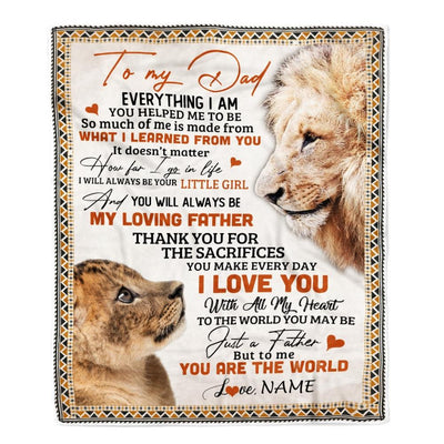 Personalized To My Dad Blanket From Daughter Lion My Loving Father I Love You Dad Father's Day Birthday Thanksgiving Christmas Customized Fleece Blanket-Blanket-Fleece Blanket-30 x 40 Inches - Baby Size