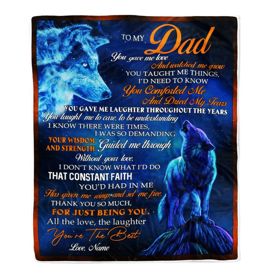 Personalized To My Dad Blanket From Daughter Son Wolf You Gave Me Love Dad Birthday Fathers Day Christmas Gifts Customized Fleece Blanket-Blanket-Fleece Blanket-30 x 40 Inches - Baby Size