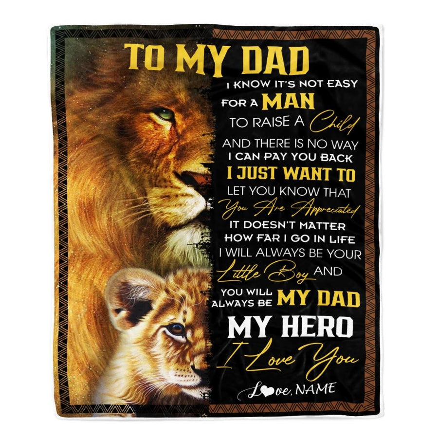 Personalized To My Dad Blanket From Son Lion I Love You Dad Father's Day Birthday Thanksgiving Christmas Customized Fleece Blanket-Blanket-Fleece Blanket-30 x 40 Inches - Baby Size