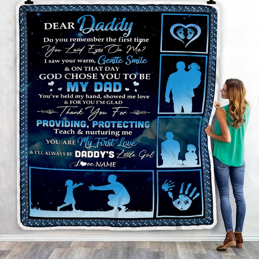 Personalized To My Dad Blanket from Daughter Thank You I'll Always Be Daddy's Little Girl Dad Father's Day Birthday Christmas Customized Fleece Blanket-Blanket-