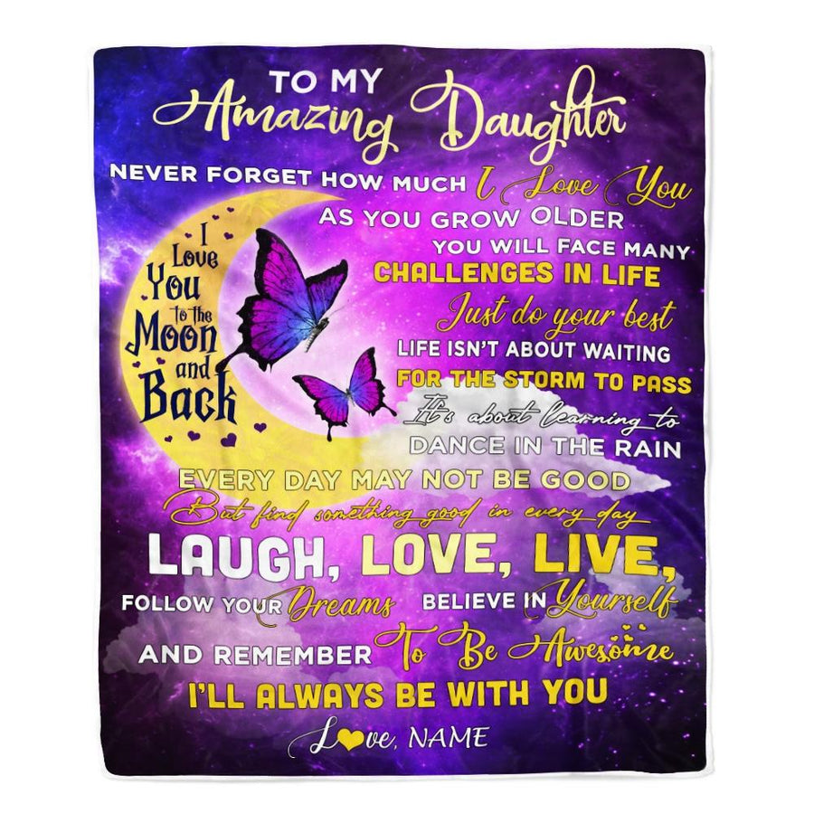 Personalized To My Daughter Blanket From Mom Butterfly Never Forget How Much I Love You Daughter Birthday Christmas Customized Fleece Blanket-Blanket-Fleece Blanket-30 x 40 Inches - Baby Size