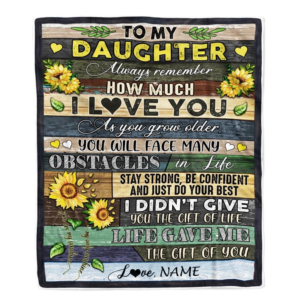 Personalized To My Daughter Blanket From Mom Dad Always Remember How Much I Love You Wood Sunflower Daughter Birthday Christmas Customized Fleece Blanket-Blanket-Fleece Blanket-30 x 40 Inches - Baby Size