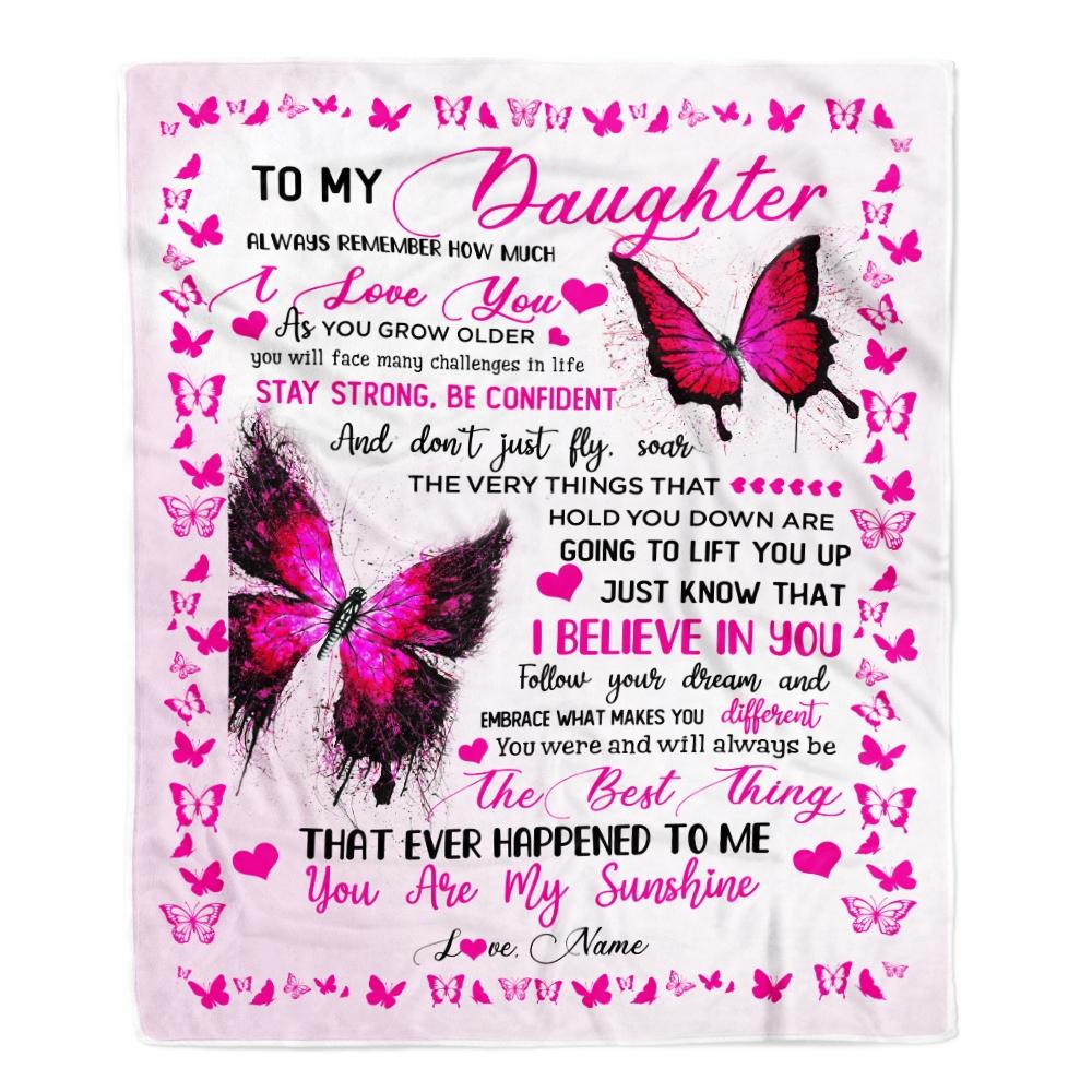 Personalized To My Daughter Blanket From Mom Dad Butterfly Always Remember How Much I Love You Daughter Birthday Christmas Gifts Fleece Blanket-Blanket-Fleece Blanket-30 x 40 Inches - Baby Size