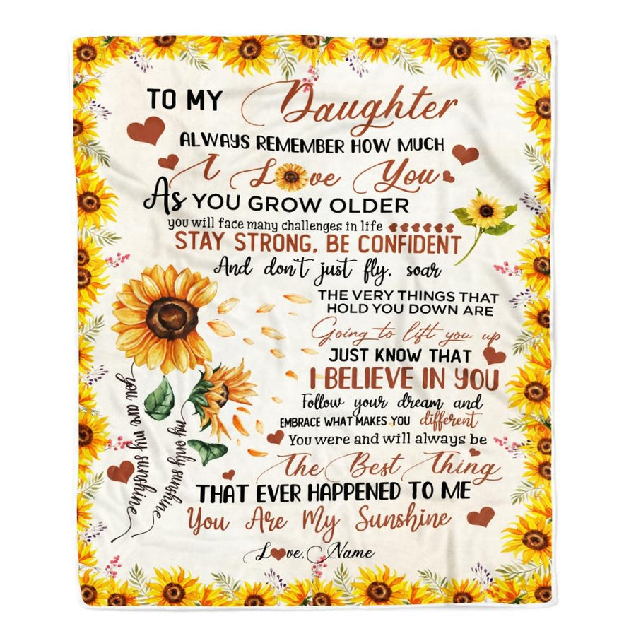 Personalized To My Daughter Blanket From Mom Dad Sunflower Always Remember How Much I Love You Daughter Birthday Christmas Gifts Fleece Blanket-Blanket-Fleece Blanket-30 x 40 Inches - Baby Size