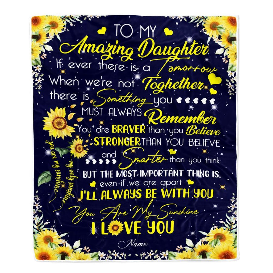 Personalized To My Daughter Blanket From Mom Dad You Are My Sunshine Sunflower Daughter Birthday Christmas Customized Fleece Blanket-Blanket-Fleece Blanket-30 x 40 Inches - Baby Size