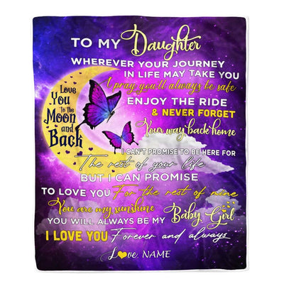 Personalized To My Daughter Blanket From Mom Love You To The Moon And Back Butterfly Daughter Birthday Christmas Customized Fleece Blanket-Blanket-Fleece Blanket-30 x 40 Inches - Baby Size