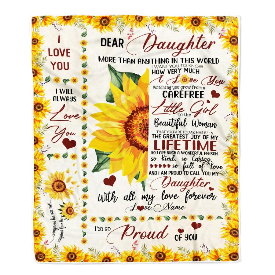 Personalized To My Daughter Blanket Love From Mom Sunflower With All My Love Forever Daughter Birthday Christmas Gift Customized Fleece Blanket-Blanket-Fleece Blanket-30 x 40 Inches - Baby Size