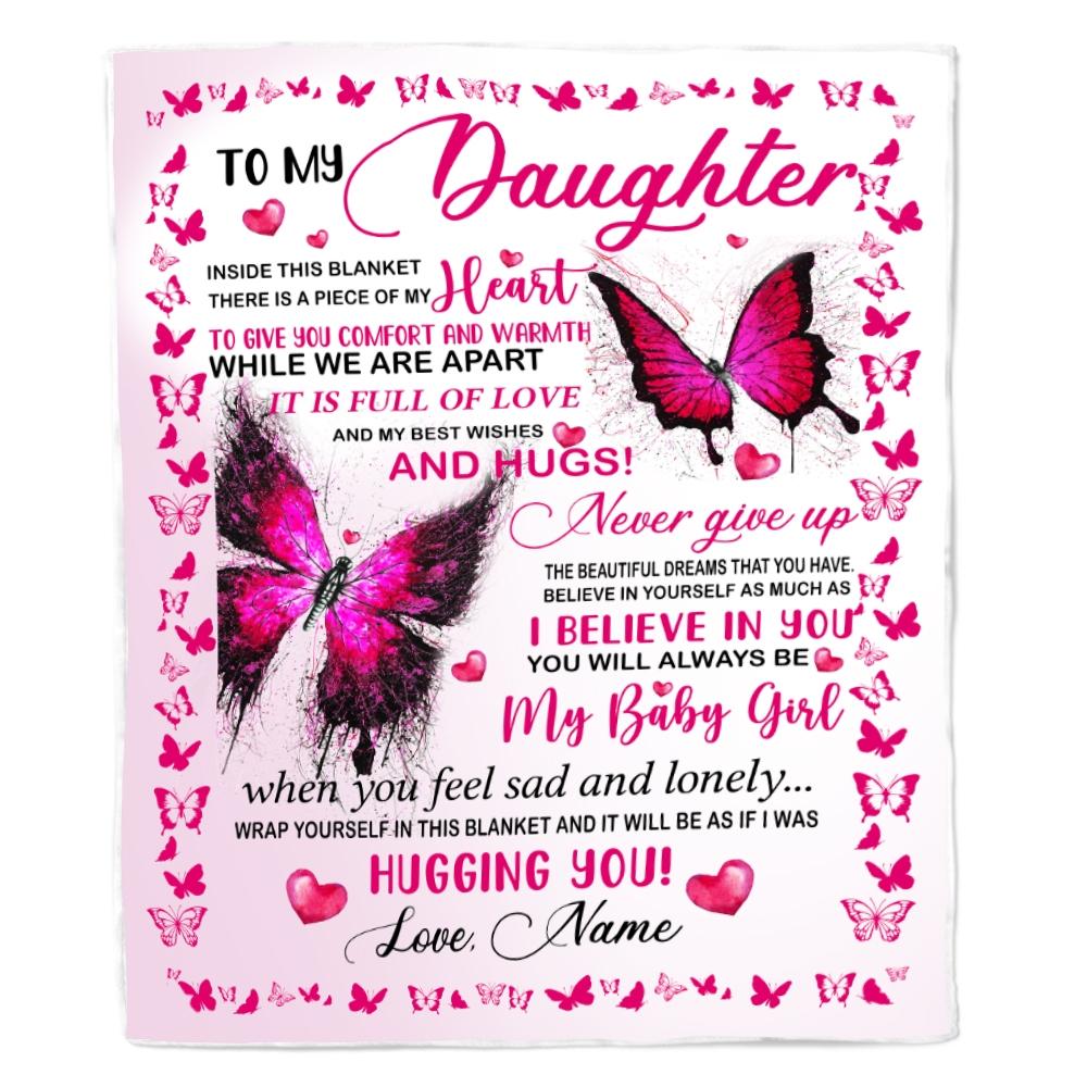 Personalized To My Daughter Blanket from Mom Dad Inside This Blanket There is a Piece of My Heart Customized Gift For Birthday Christmas Fleece Blanket-Blanket-Fleece Blanket-30 x 40 Inches - Baby Size