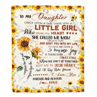 Personalized To My Daughter Blanket from Mom Dad Sunflower Once Upon A Time There Was A Little Girl Birthday Christmas Gift Customized Fleece Blanket-Blanket-Fleece Blanket-30 x 40 Inches - Baby Size
