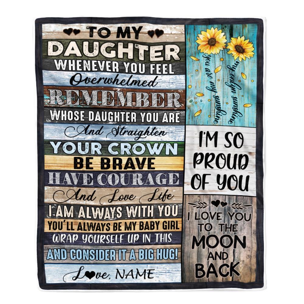 Personalized To My Daughter Blanket from Mom Dad Wood Whenever You Feel Overwhelmed Remember Whose Daughter Birthday Christmas Gift Fleece Blanket-Blanket-Fleece Blanket-30 x 40 Inches - Baby Size