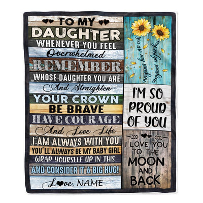 Personalized To My Daughter Blanket from Mom Dad Wood Whenever You Feel Overwhelmed Remember Whose Daughter Birthday Christmas Gift Fleece Blanket-Blanket-Fleece Blanket-30 x 40 Inches - Baby Size