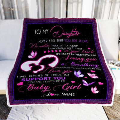 Personalized To My Daughter Blanket from Mom You Will Always Be My Baby Girl Butterfly Daughter Birthday Christmas Customized Fleece Blanket-Blanket-