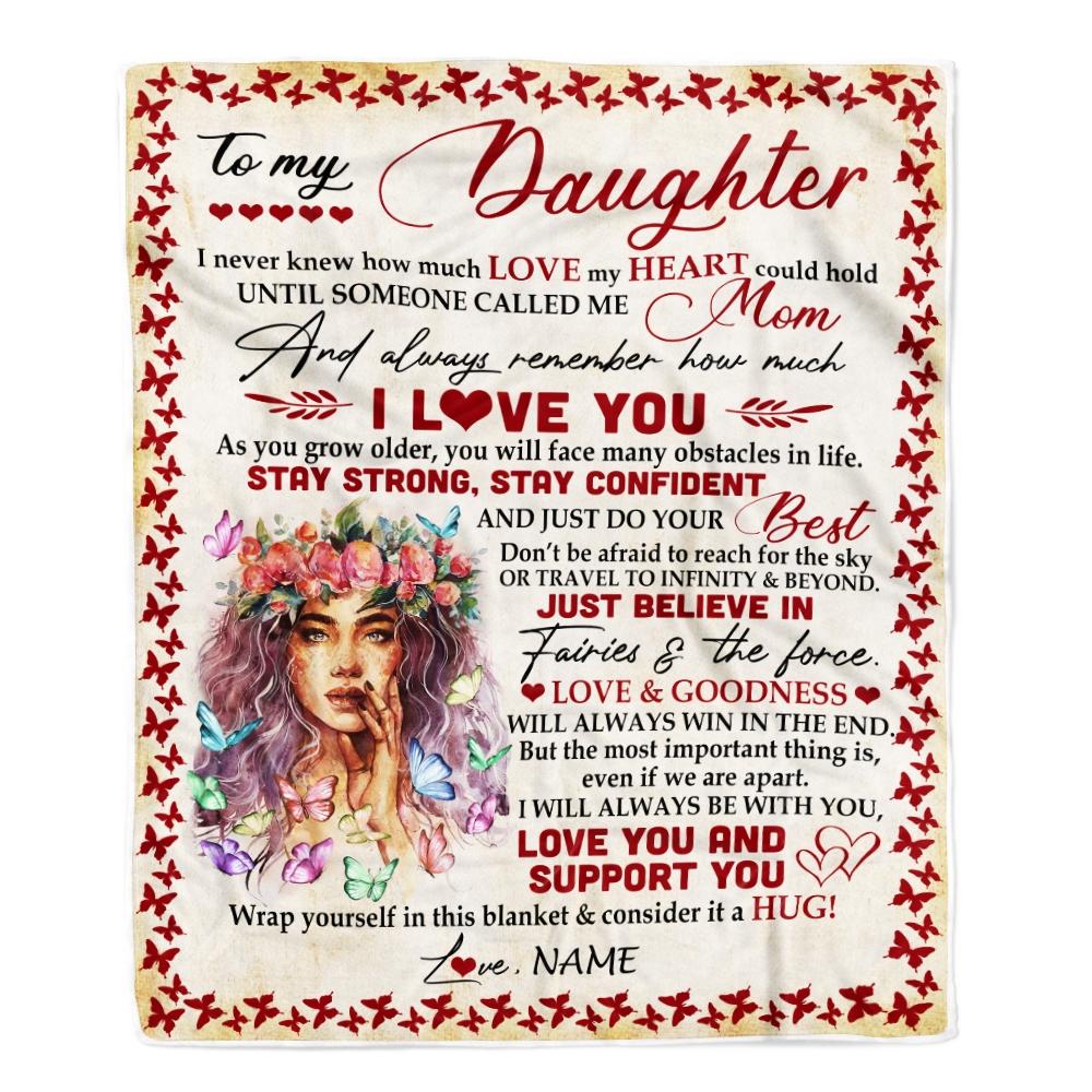 Personalized To My Daughter From Mom Dad I Never Knew How Much Love My Heart Could Hold Butterfly Daughter Birthday Christmas Fleece Blanket-Blanket-Fleece Blanket-30 x 40 Inches - Baby Size