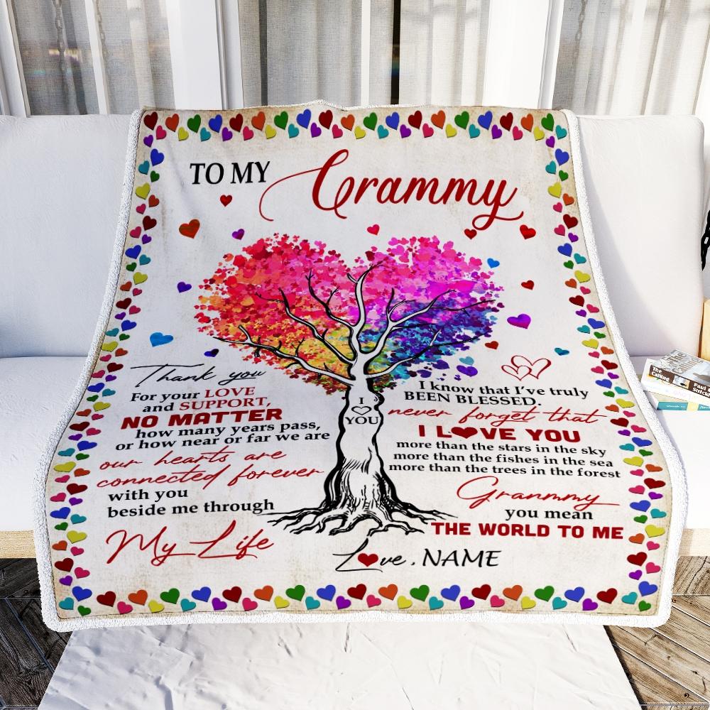 Personalized To My Grammy Blanket From Grandkids Never Forget That I Love You You Mean The World to Me Grammy Birthday Mothers Day Christmas Fleece Blanket-Blanket-