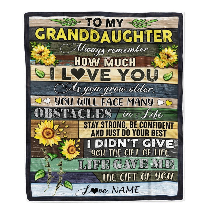 Personalized To My Granddaughter Blanket From Grandma Nana Always Remember How Much I Love You Wood Sunflower Granddaughter Birthday Christmas Fleece Blanket-Blanket-Fleece Blanket-30 x 40 Inches - Baby Size