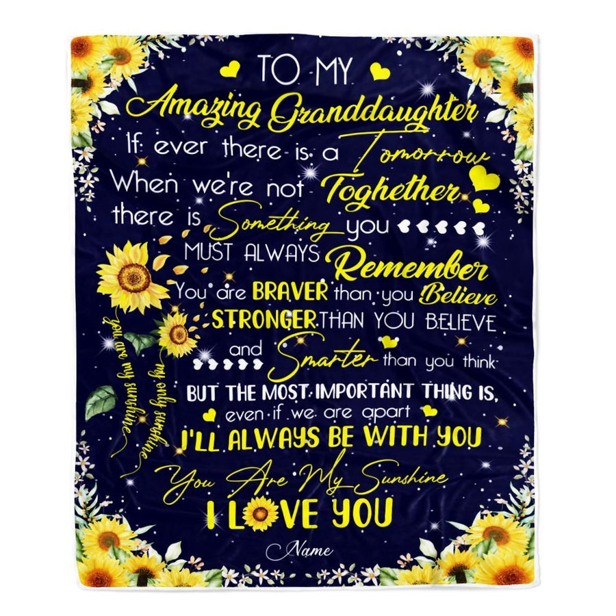 Personalized To My Granddaughter Blanket From Grandma Nana Grandpa You Are My Sunshine Sunflower Birthday Christmas Customized Fleece Blanket-Blanket-Fleece Blanket-30 x 40 Inches - Baby Size