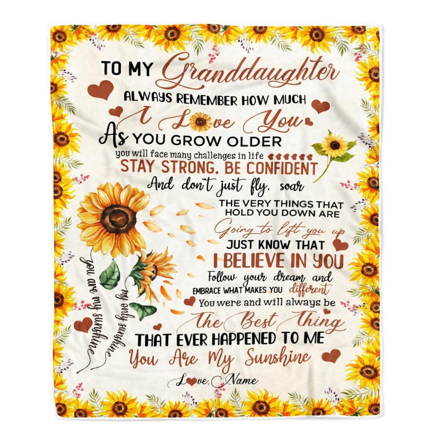 Personalized To My Granddaughter Blanket From Grandma Sunflower Always Remember How Much I Love You Birthday Christmas Gifts Fleece Blanket-Blanket-Fleece Blanket-30 x 40 Inches - Baby Size