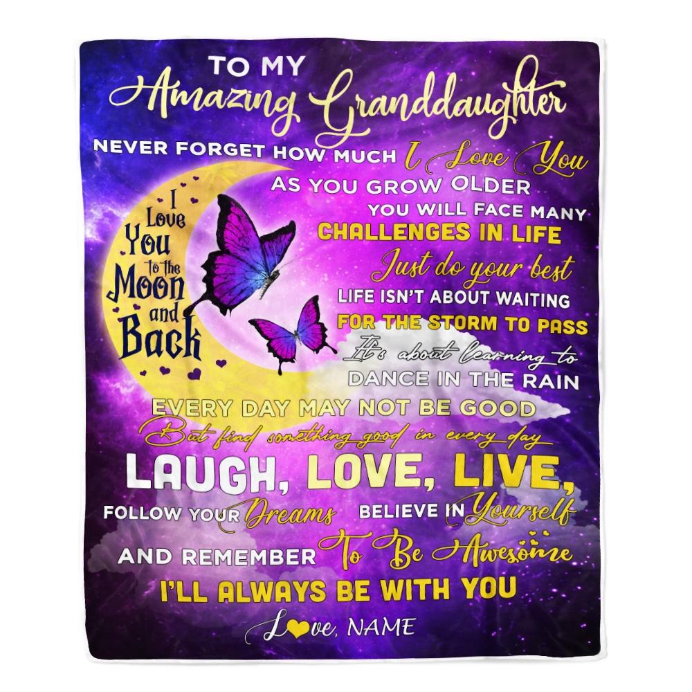 Personalized To My Granddaughter Blanket From Nana Grandma Butterfly Never Forget How Much I Love You Granddaughter Birthday Christmas Fleece Blanket-Blanket-Fleece Blanket-30 x 40 Inches - Baby Size