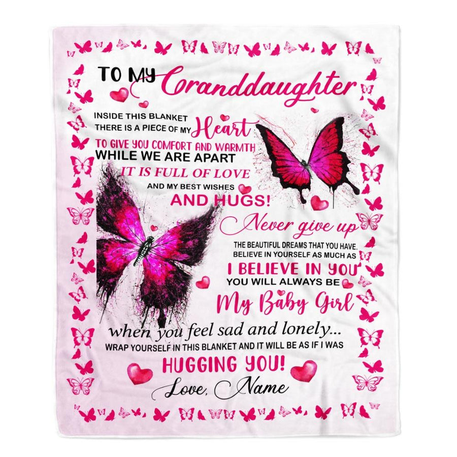 Personalized To My Granddaughter Blanket from Grandma Grandpa Inside This Blanket There is a Piece of My Heart Gift For Birthday Christmas Fleece Blanket-Blanket-Fleece Blanket-30 x 40 Inches - Baby Size
