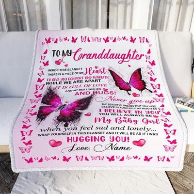 Personalized To My Granddaughter Blanket from Grandma Grandpa Inside This Blanket There is a Piece of My Heart Gift For Birthday Christmas Fleece Blanket-Blanket-