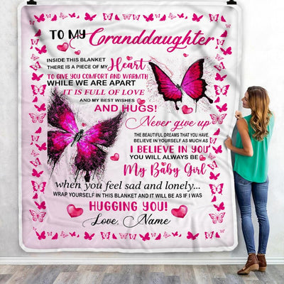Personalized To My Granddaughter Blanket from Grandma Grandpa Inside This Blanket There is a Piece of My Heart Gift For Birthday Christmas Fleece Blanket-Blanket-