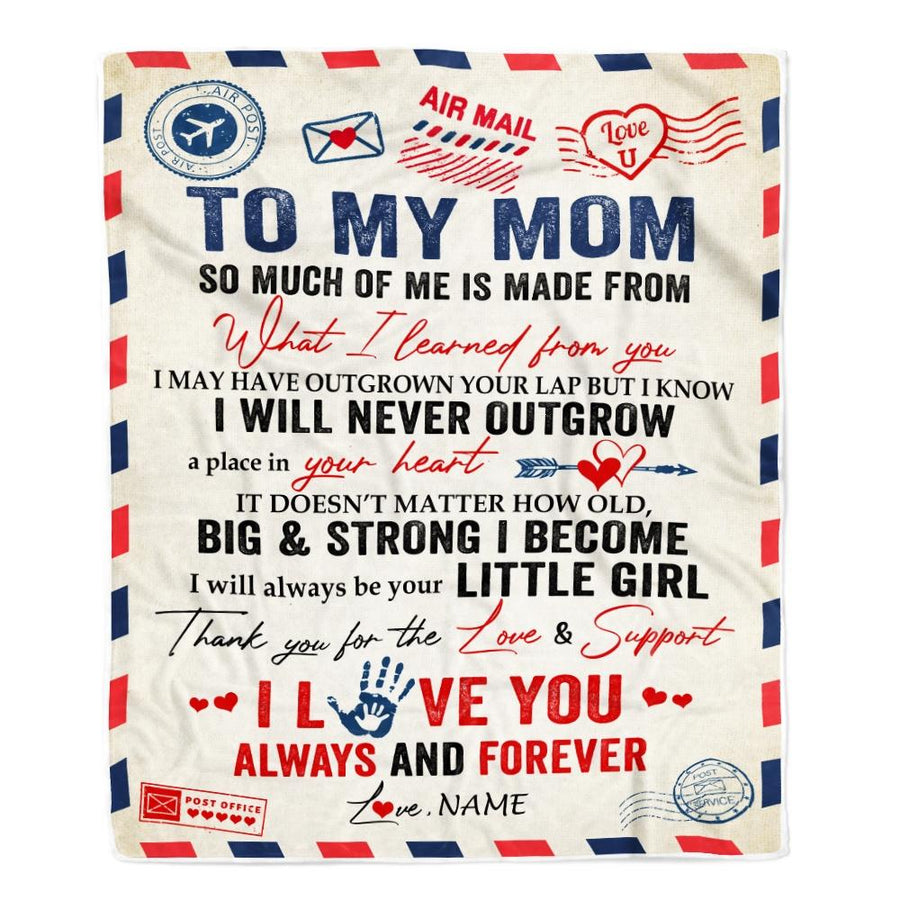 Personalized To My Mom Blanket From Daughter Air Mail Letter Mail I Love You Always Forever Mom Mother's Day Birthday Christmas Customized Fleece Blanket-Blanket-Fleece Blanket-30 x 40 Inches - Baby Size