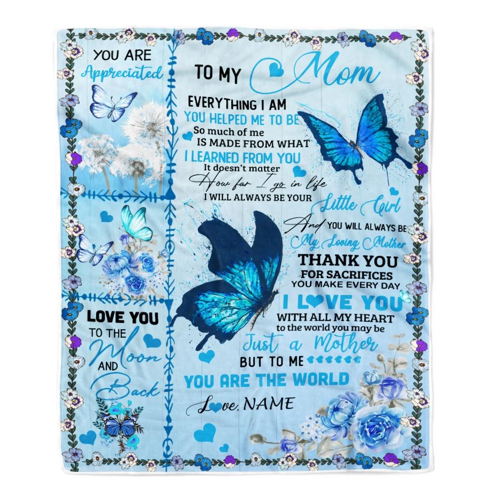 Personalized To My Mom Blanket From Daughter I Love You With All My Heart Butterfly Mom Mothers Day Birthday Christmas Customized Fleece Blanket-Blanket-Fleece Blanket-30 x 40 Inches - Baby Size