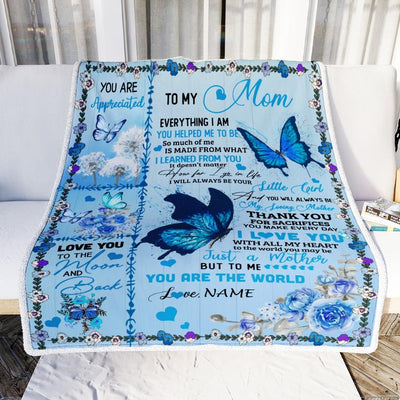 Personalized To My Mom Blanket From Daughter I Love You With All My Heart Butterfly Mom Mothers Day Birthday Christmas Customized Fleece Blanket-Blanket-